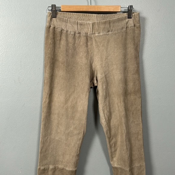 Beige Faux Suede Slim Elastic Band Pants size 44 US 4 -6 sexy soft - Picture 2 of 16